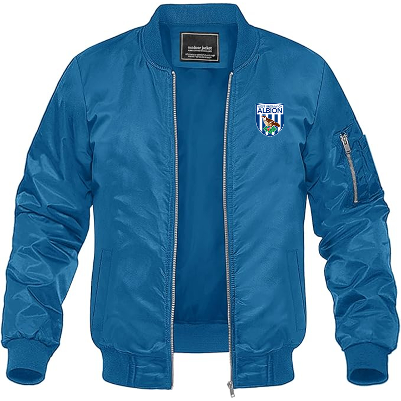Men's West Bromwich Albion Soccer Lightweight Bomber Jacket Windbreaker Softshell Varsity Jacket Coat